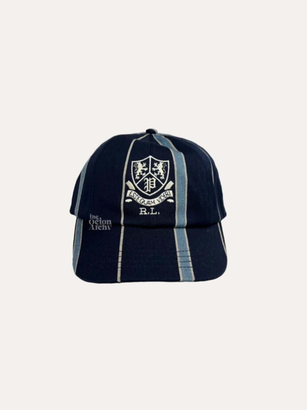 Polo Ralph Lauren Crest Striped Satin Cricket Cap Midnight Blue 71093550100 NWT
